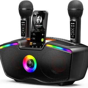 Boxa portabila Bluetooth cu 2 microfoare, 80W
