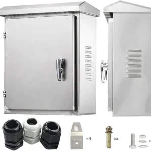 cutie de distribuție electrică din oțel inoxidabil 304, 40 x 30 x 14 cm, pentru exterior, impermeabil,